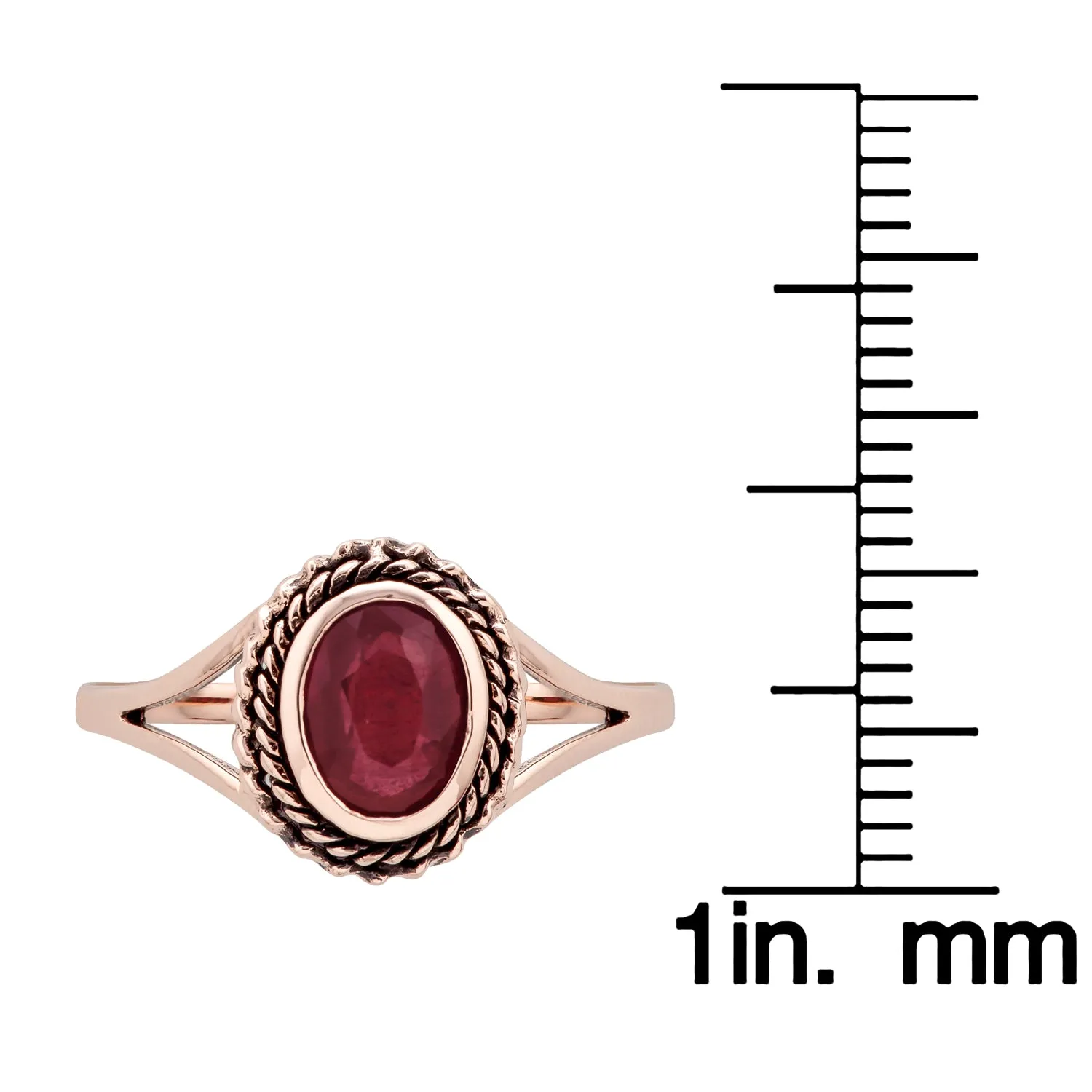 10k Rose Gold Vintage Style Genuine Oval Ruby Split Shank Ring