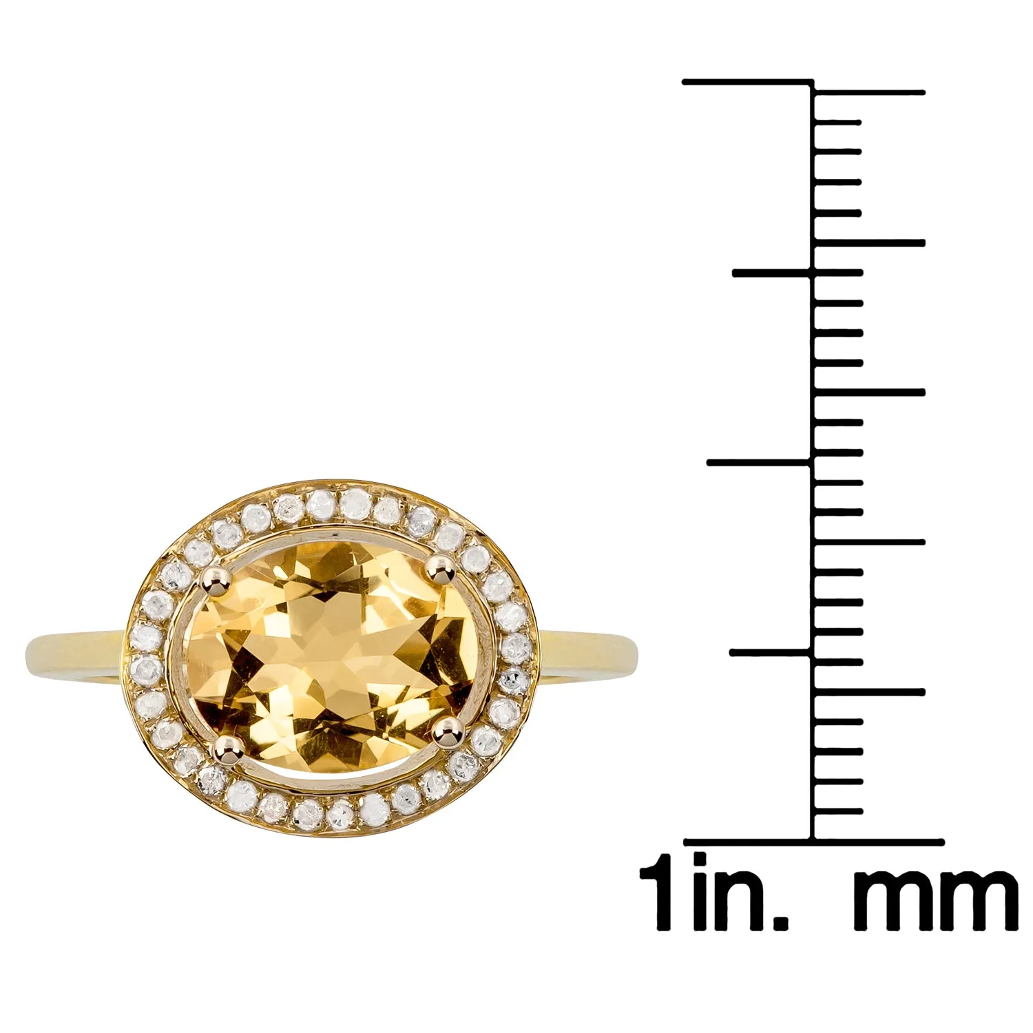 10k Yellow Gold Oval Citrine and Diamond Halo Ring