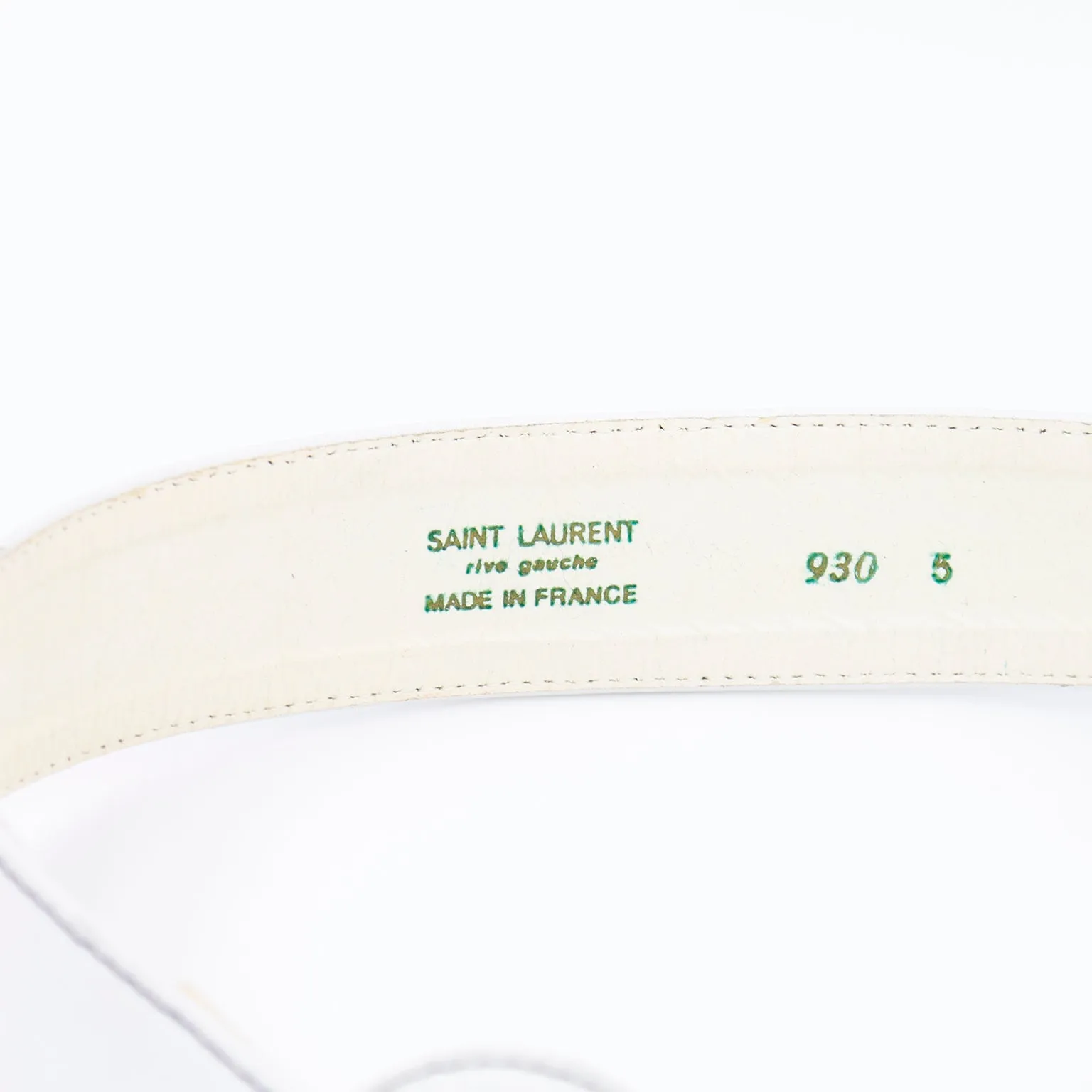 1980s Yves Saint Laurent White Leather Vintage Belt With Unique Loops