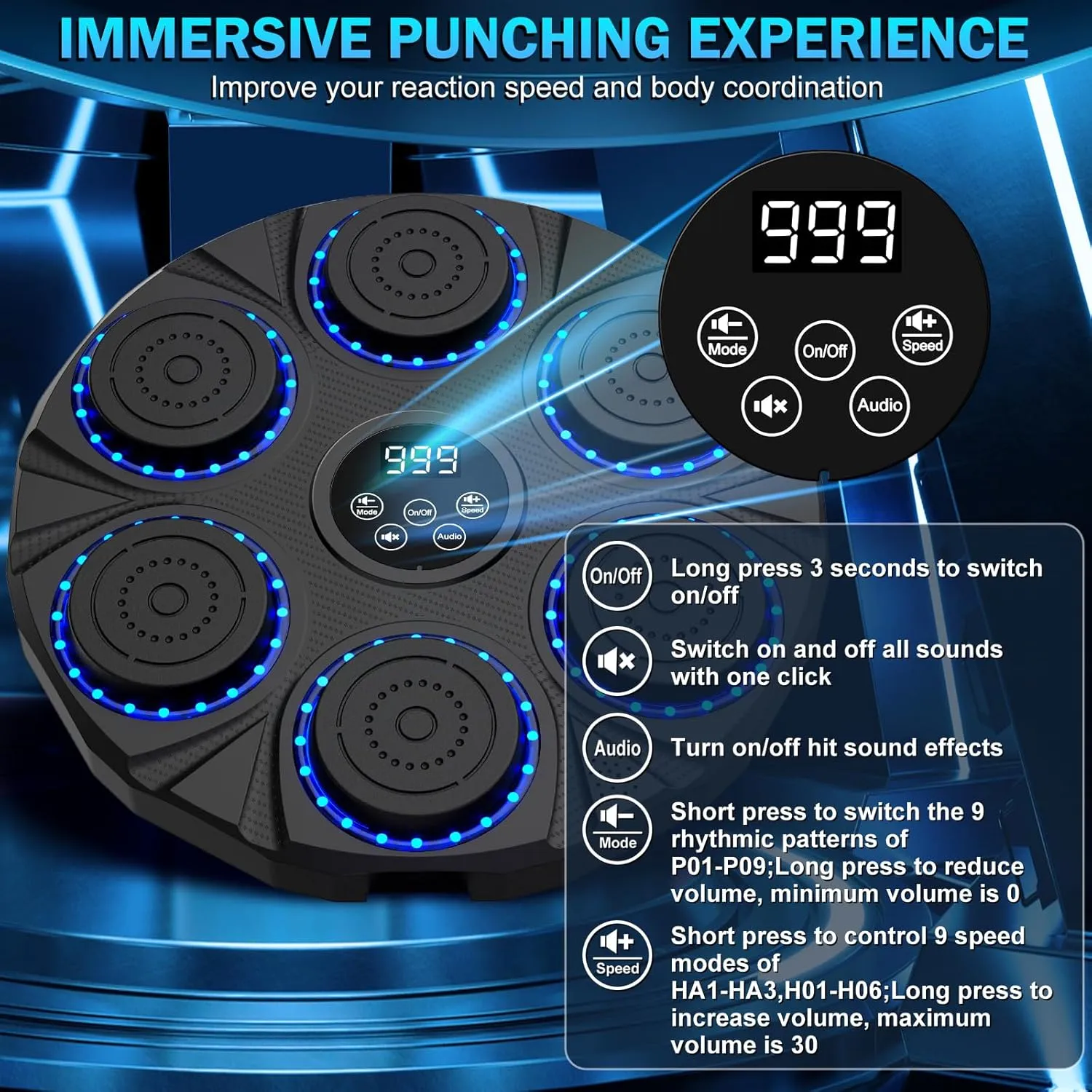 2025 New Music Boxing Machine for Adults Kids,Smart Bluetooth Boxing Machine Wall Mounted Music with Boxing Gloves,Music Punching Machine with LED Display Screen for HomeWorkout,Indoor and Gym
