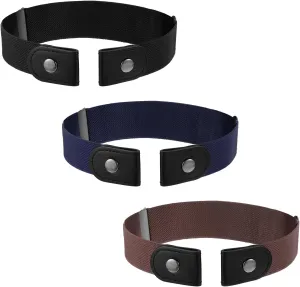 3 PCS No Buckle Stretch Belts for Toddler, 3 Colors Kids Adjustable Elastic Stretch Buckle Free Belts for Girls Boys
