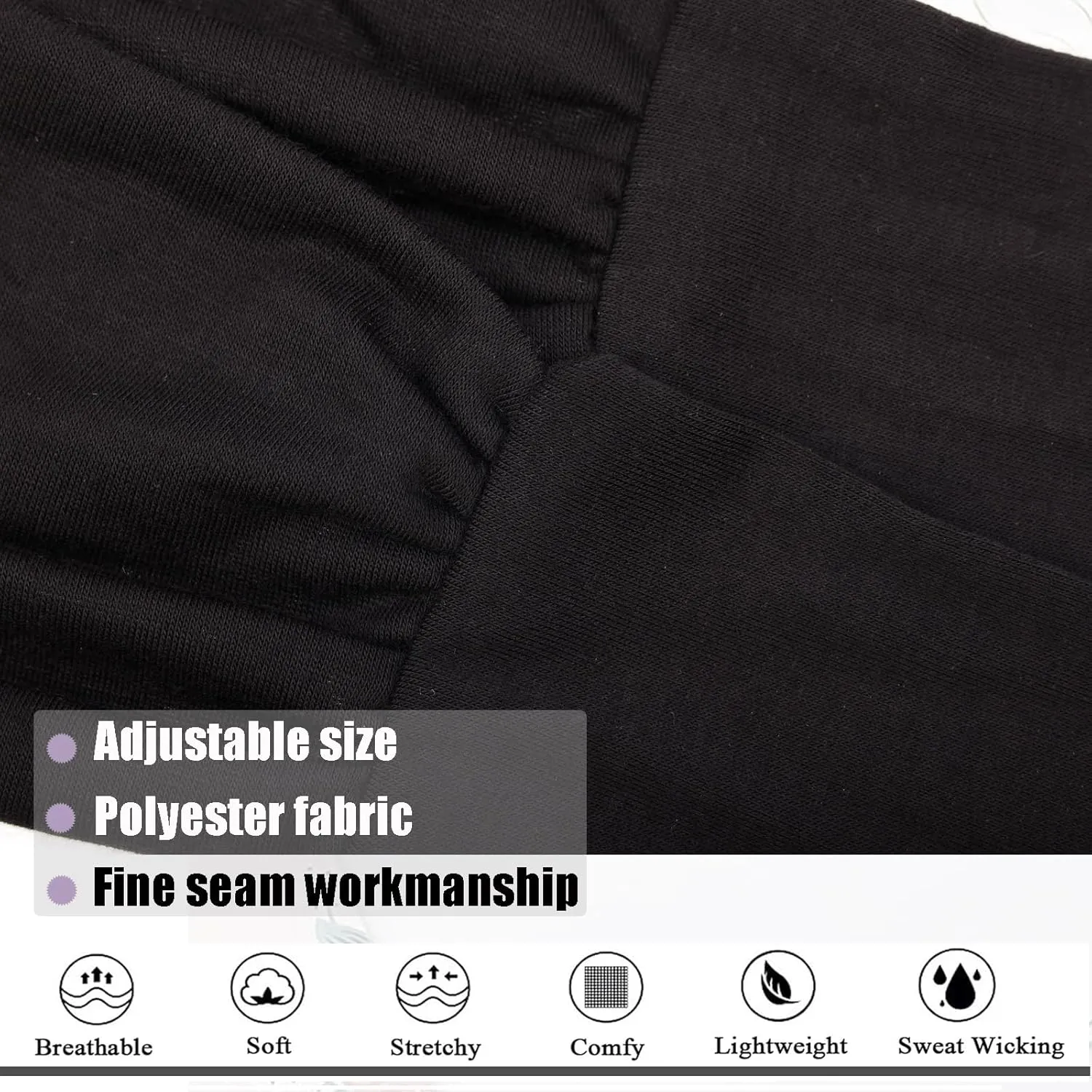 4 Pieces Knotted Adjustable Headbands for Women Black Headbands Elastic Non-Slip Fashion Hair Bands for Workout Sports Running Yoga
