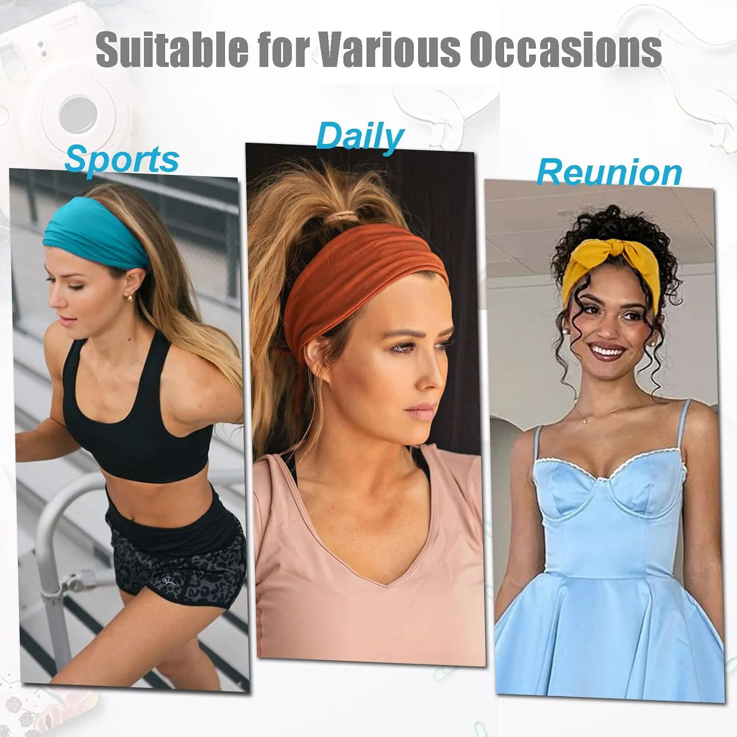 4 Pieces Knotted Adjustable Headbands for Women Black Headbands Elastic Non-Slip Fashion Hair Bands for Workout Sports Running Yoga