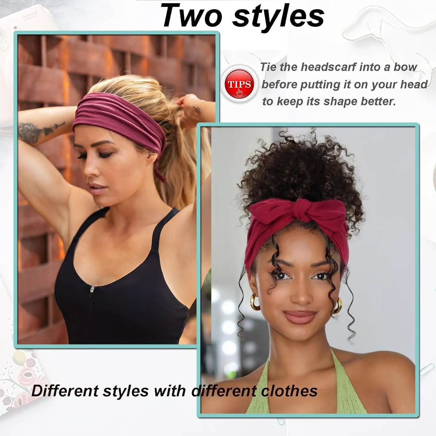 4 Pieces Knotted Adjustable Headbands for Women Black Headbands Elastic Non-Slip Fashion Hair Bands for Workout Sports Running Yoga