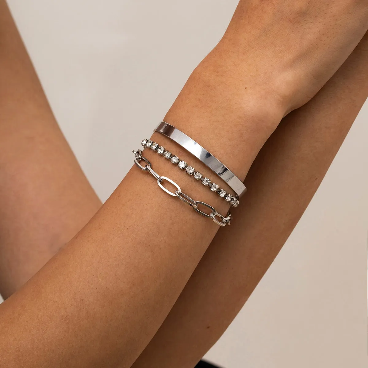4 pieces Punk Curb Cuban Chain Bracelets Set
