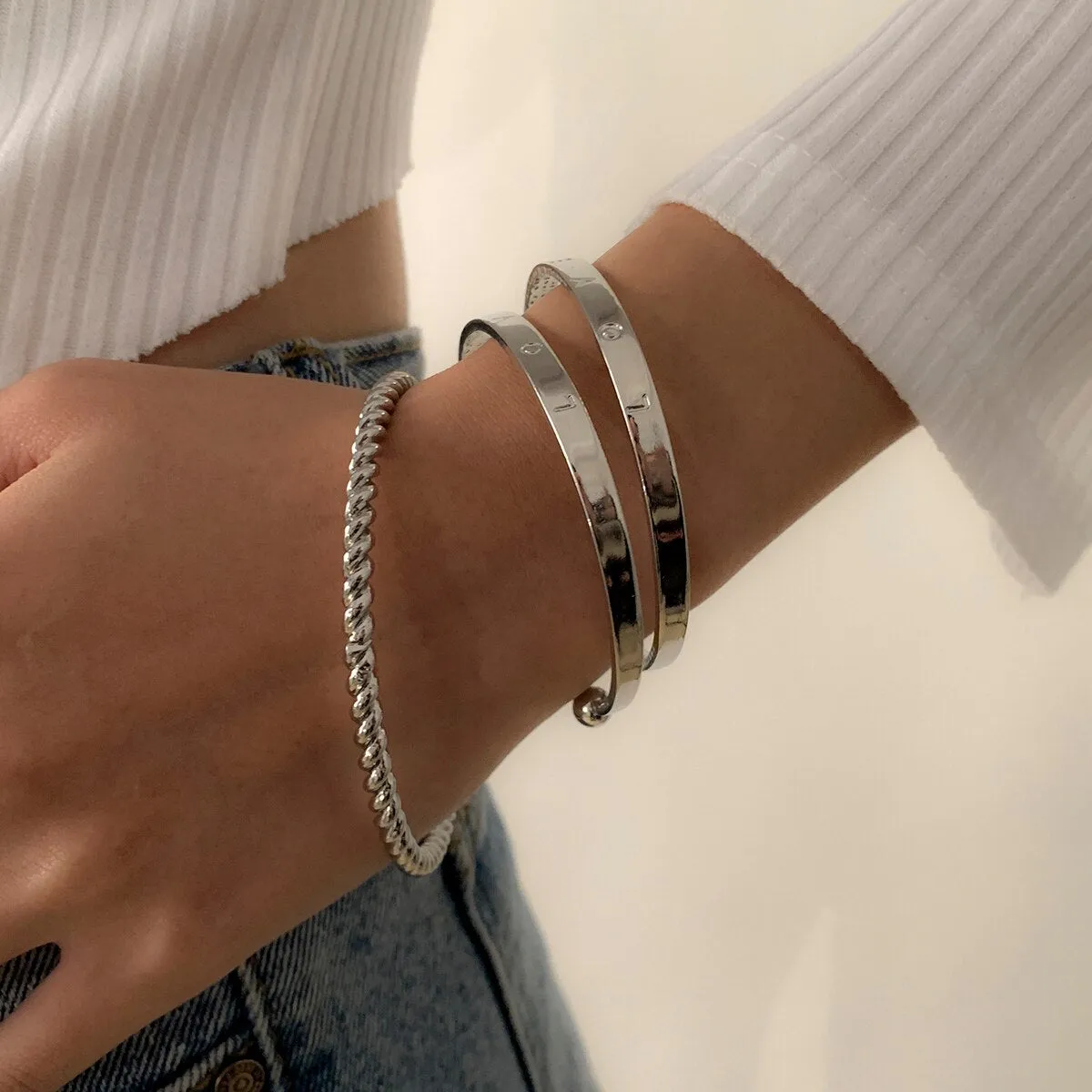 4 pieces Punk Curb Cuban Chain Bracelets Set