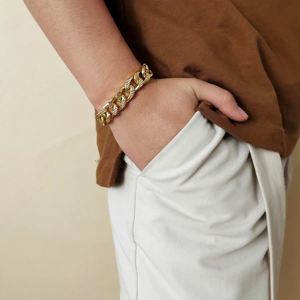 4 pieces Punk Curb Cuban Chain Bracelets Set