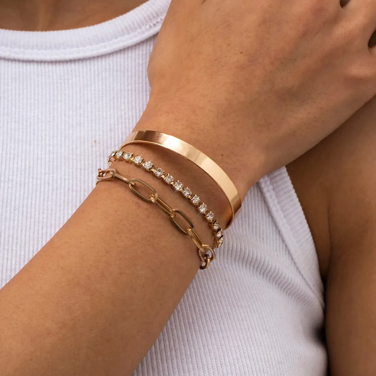 4 pieces Punk Curb Cuban Chain Bracelets Set