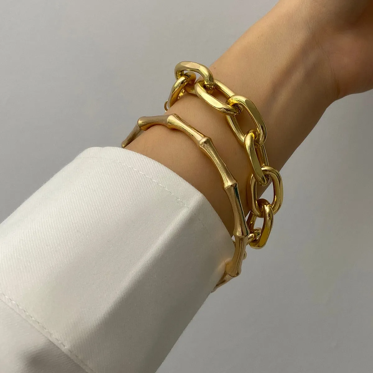 4 pieces Punk Curb Cuban Chain Bracelets Set