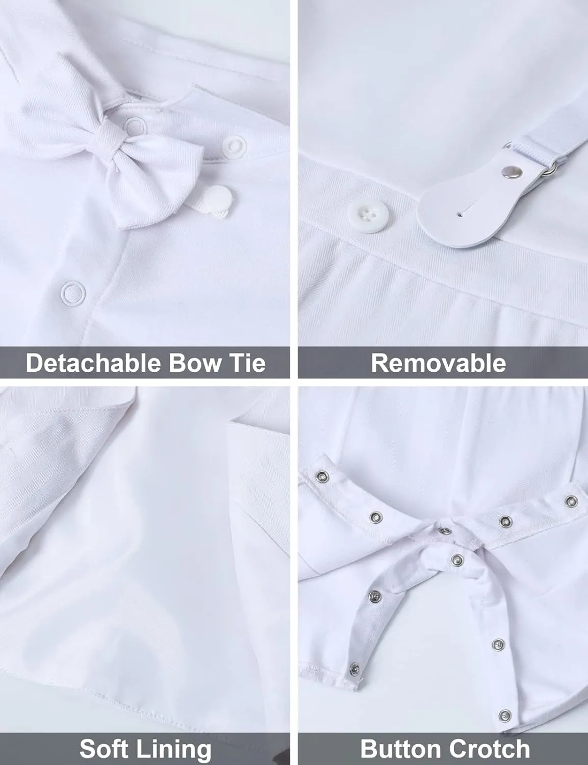 A&J DESIGN 4pcs Baby Boys Suit, Gentleman Outfits 3 Months - 18 Months, Romper & Vest & Berets Hat & Bow Tie