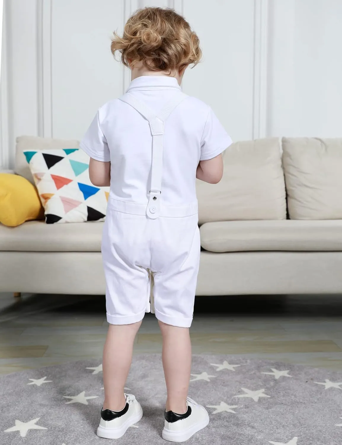 A&J DESIGN 4pcs Baby Boys Suit, Gentleman Outfits 3 Months - 18 Months, Romper & Vest & Berets Hat & Bow Tie