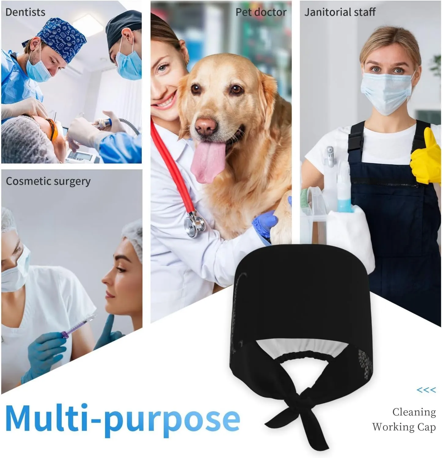 Adjustable Working Cap Breathable Unisex Women Men Elastic Bandage Tie Back Hats Scrub Nursing Doctor Surgeon Cap
