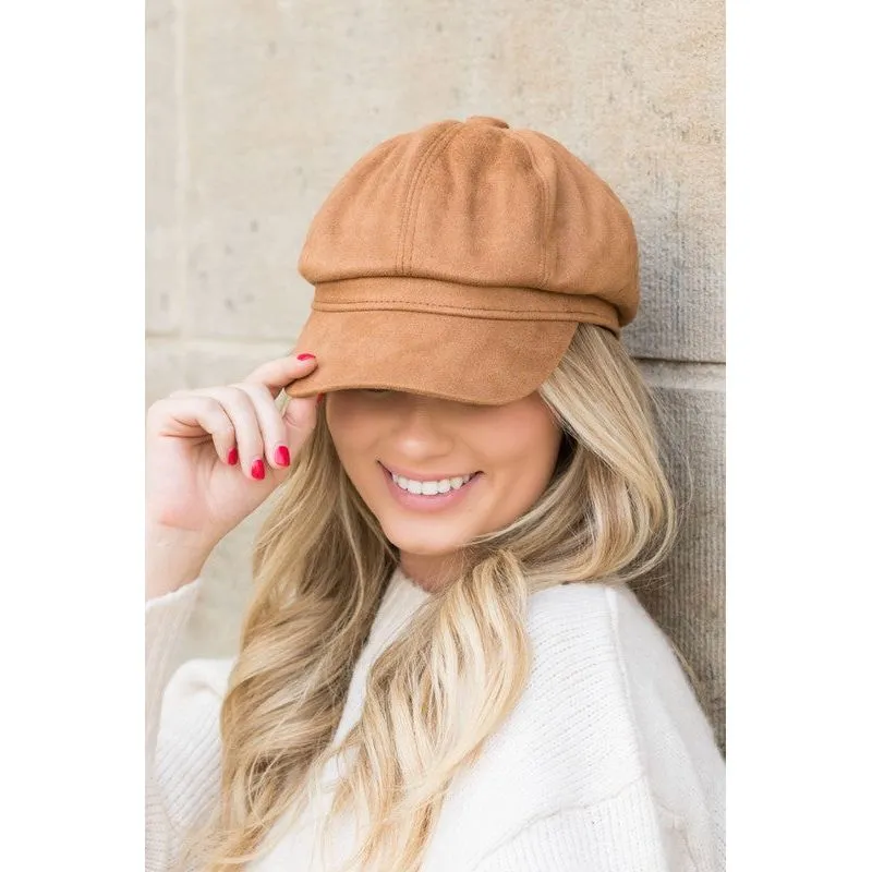 AILI'S CORNER Suede Newsboy Cap