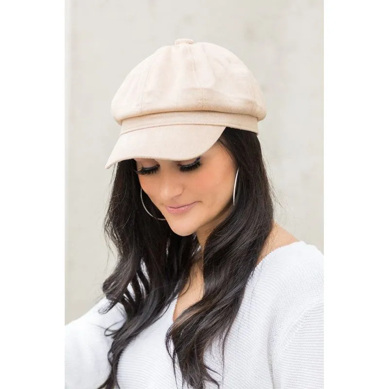 AILI'S CORNER Suede Newsboy Cap