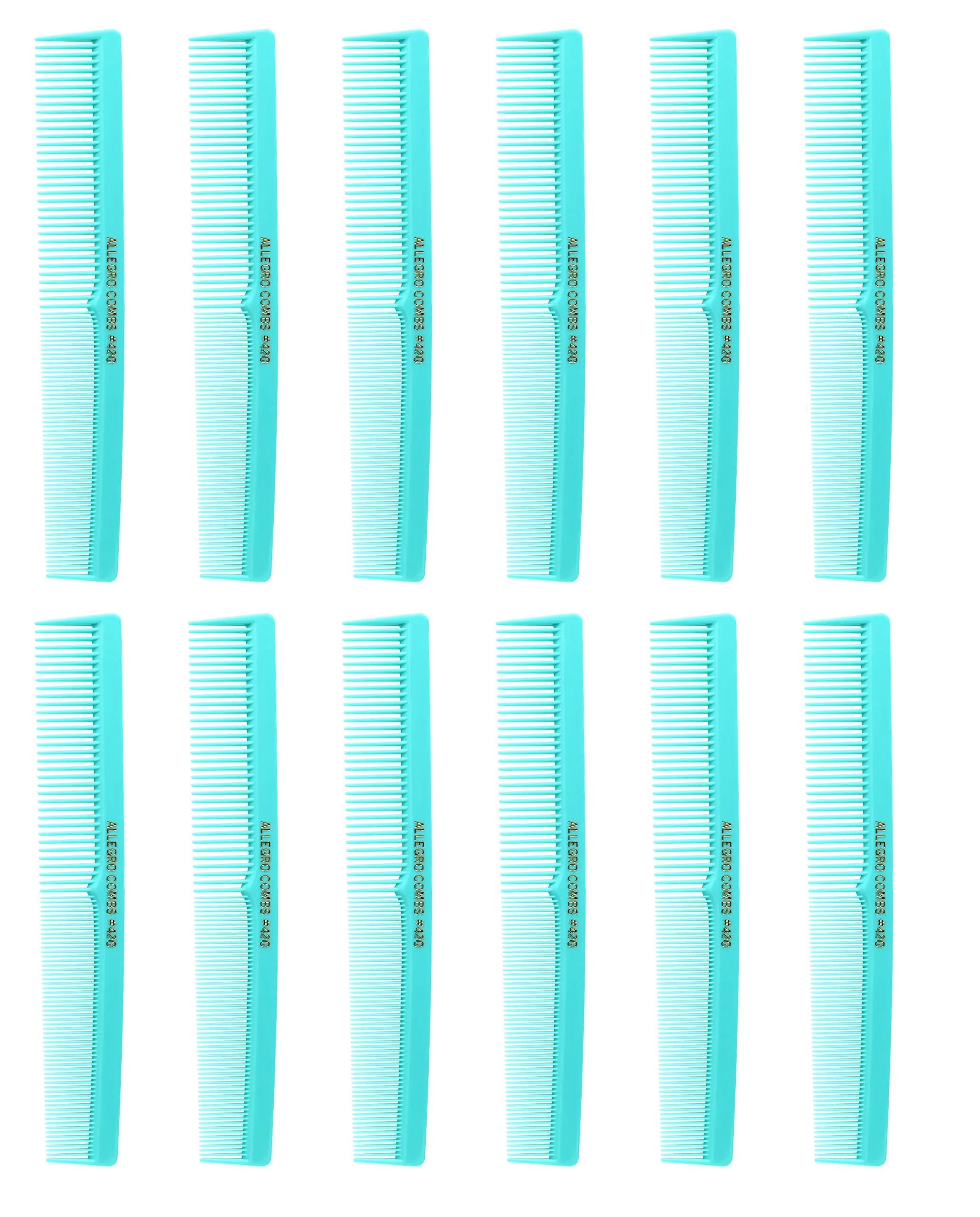 Allegro Combs 420 Hair combs Barber Comb Set Hair Cutting Pocket Styling Combs for Hair Stylist Wide And Fine Set 12 pk. (Fresh Mint)