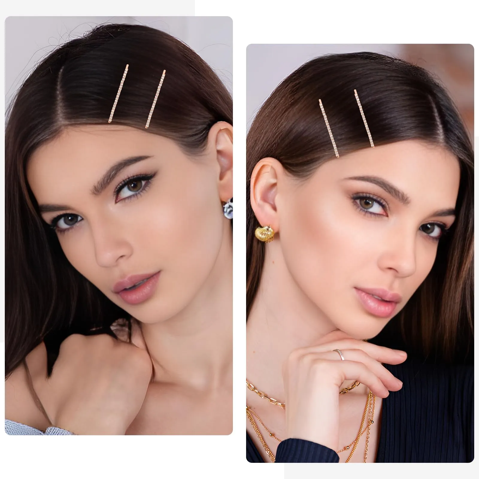 Amariver 24 Pcs Rose Gold Rhinestone Bobby Pins Small Crystal Bobby Pins Bulk for Lady Women Sparkly Hair Clips Pin Shiny Hairpins Glitter Hairpins Styling Hair Accessories for Women Girls