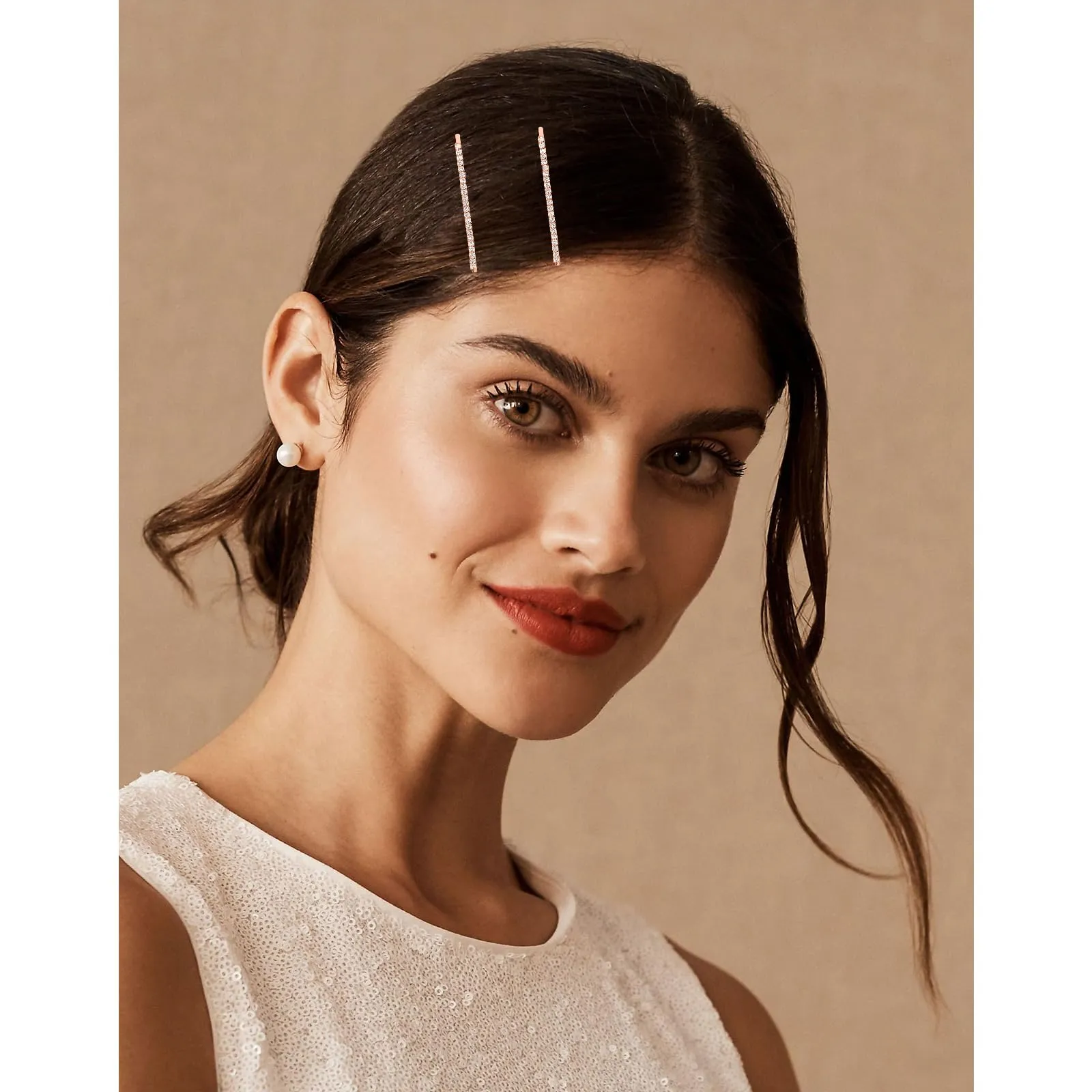 Amariver 24 Pcs Rose Gold Rhinestone Bobby Pins Small Crystal Bobby Pins Bulk for Lady Women Sparkly Hair Clips Pin Shiny Hairpins Glitter Hairpins Styling Hair Accessories for Women Girls