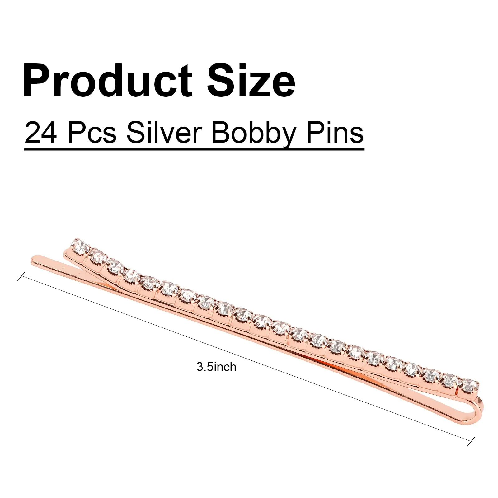 Amariver 24 Pcs Rose Gold Rhinestone Bobby Pins Small Crystal Bobby Pins Bulk for Lady Women Sparkly Hair Clips Pin Shiny Hairpins Glitter Hairpins Styling Hair Accessories for Women Girls