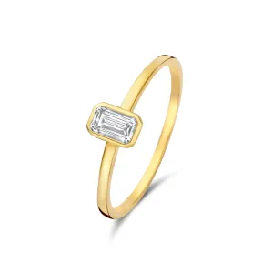 Baguette Genevieve 14 karat gold ring with white zirconia