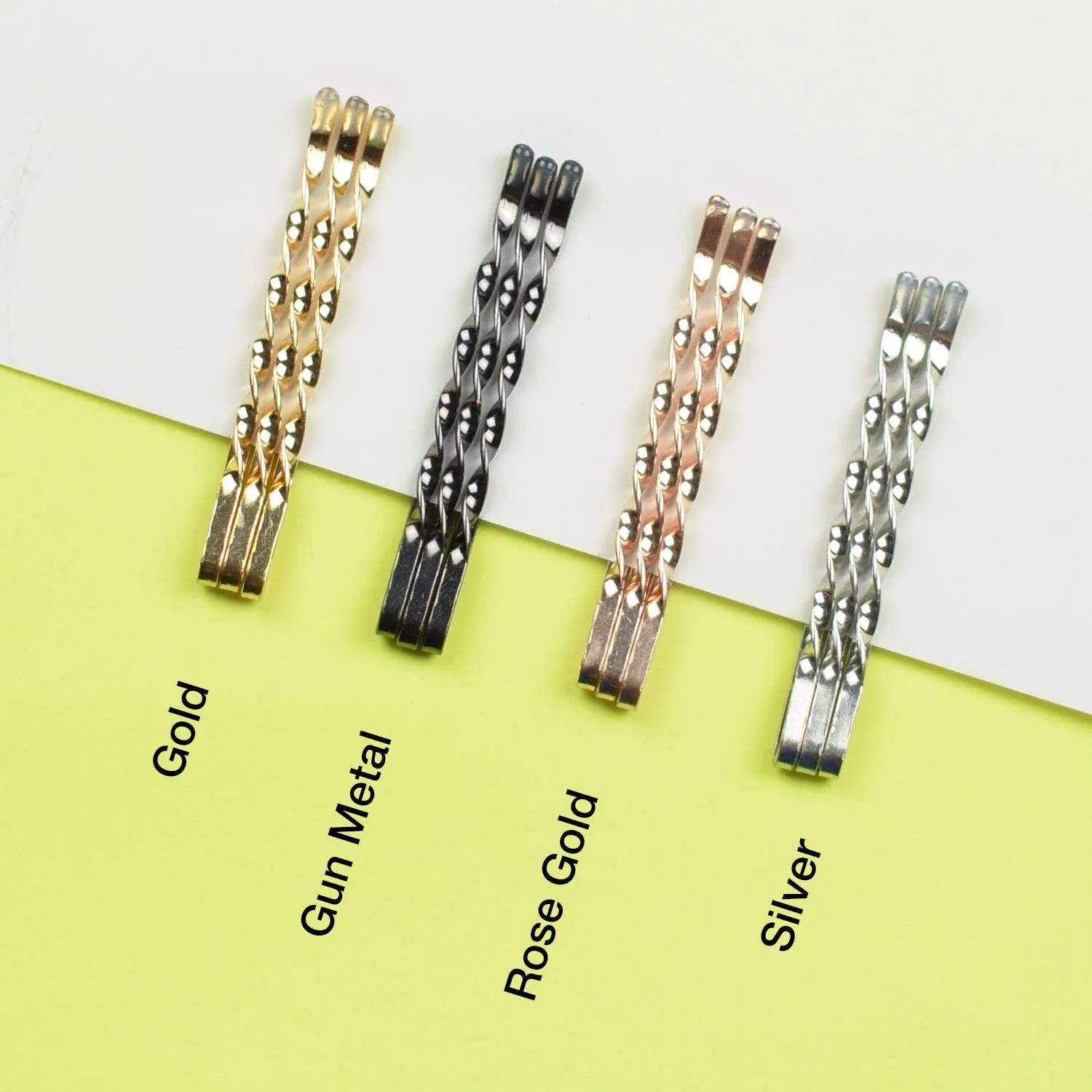 BasicSense 36 PCS Premium Strong Metal Kirby Grips Bobby Spiral Twisted Hair Pins for Thick Hair, 5.5cm(2.1 inch), Gold