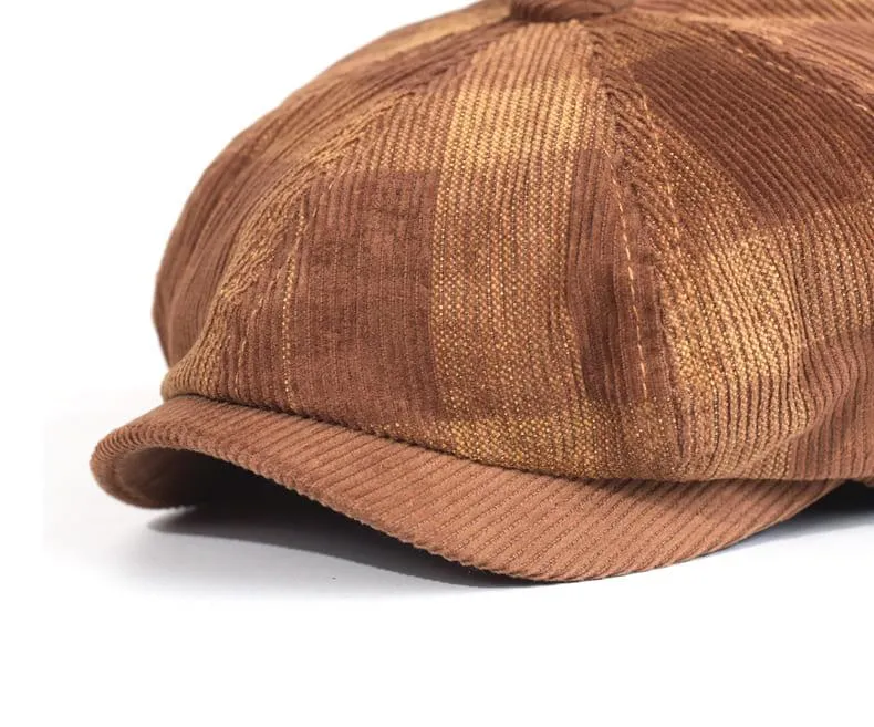 Beynac Plaid Corduroy Newsboy Cap