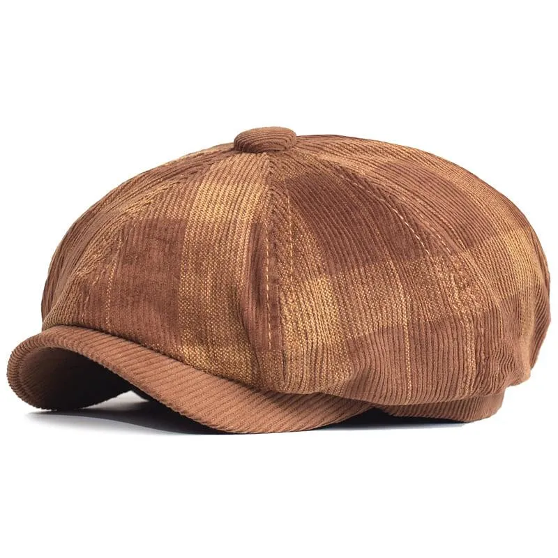 Beynac Plaid Corduroy Newsboy Cap