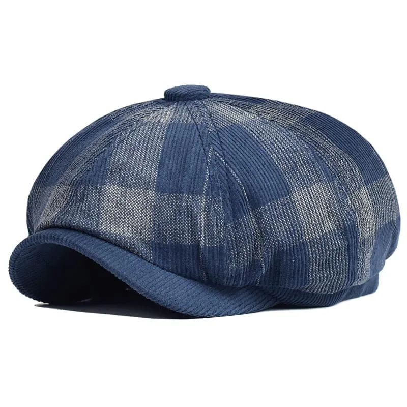 Beynac Plaid Corduroy Newsboy Cap
