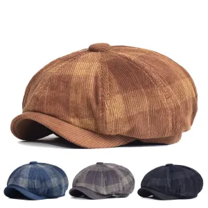 Beynac Plaid Corduroy Newsboy Cap