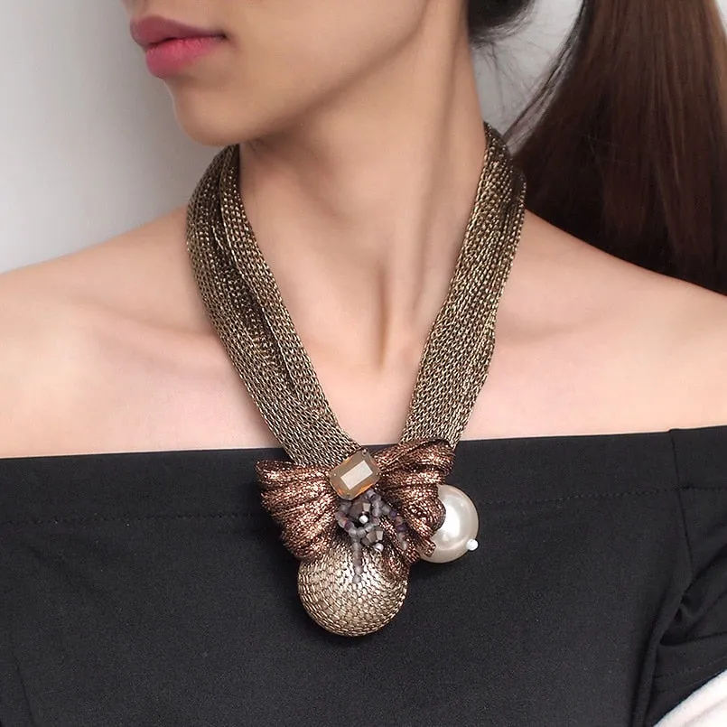 Big Simulated Pearl  Necklaces With Accents