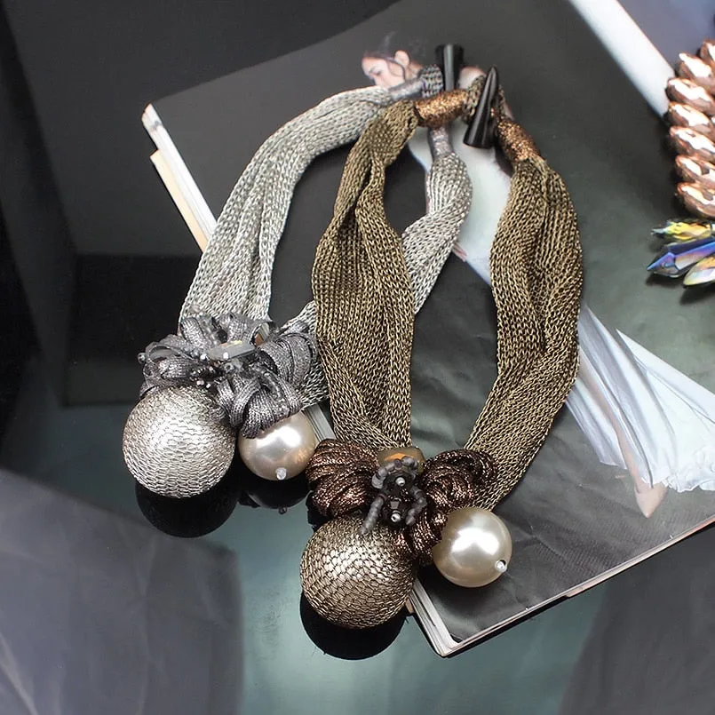 Big Simulated Pearl  Necklaces With Accents