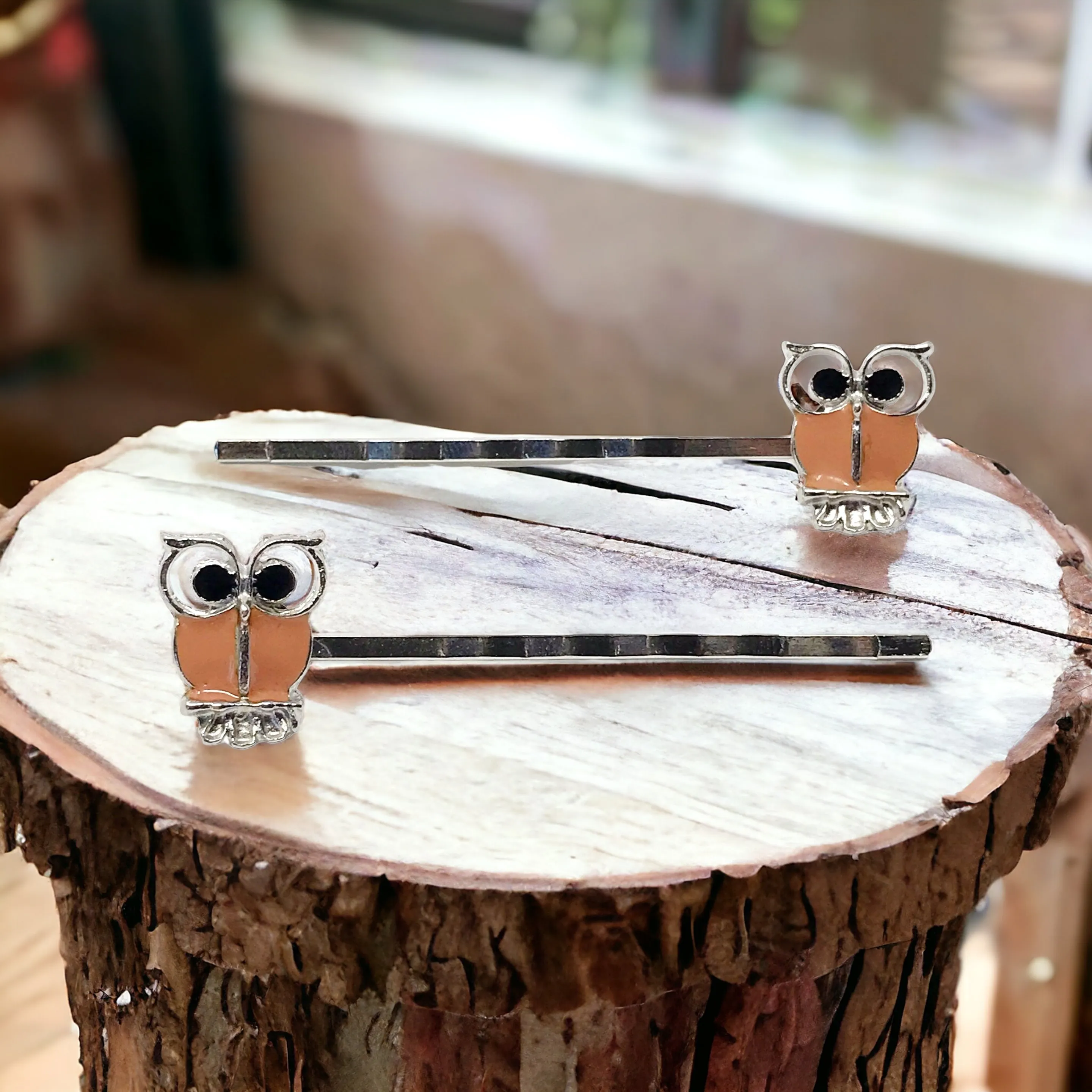 Boho Tan Owl Hair Pins: Stylish Accessories for Bohemian Chic Hairstyles