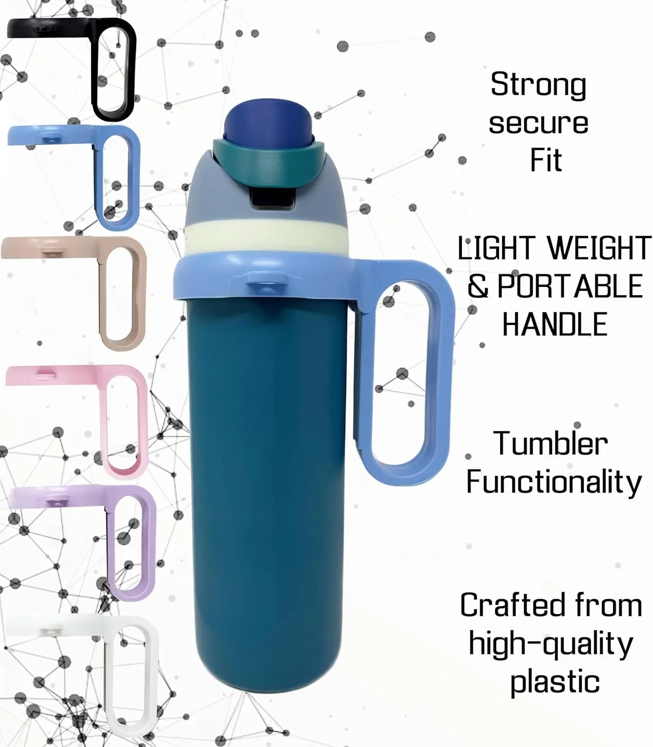 Bottle Handle for Owala FreeSip 24oz 32oz 40oz  Strong Plastic Water Bottle Holder, Durable Easy Carry Accessory for Running, Jogging, Gym, Hiking, and Drinking While Driving & More