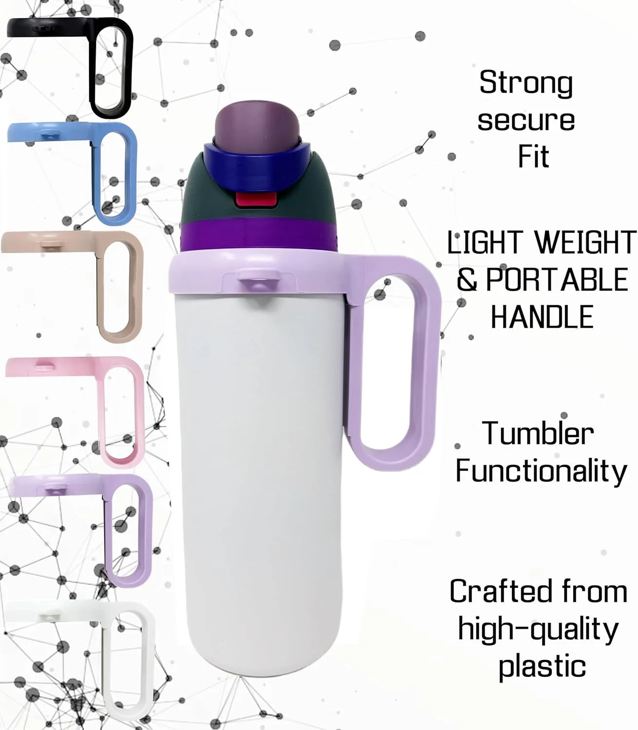 Bottle Handle for Owala FreeSip 24oz 32oz 40oz  Strong Plastic Water Bottle Holder, Durable Easy Carry Accessory for Running, Jogging, Gym, Hiking, and Drinking While Driving & More