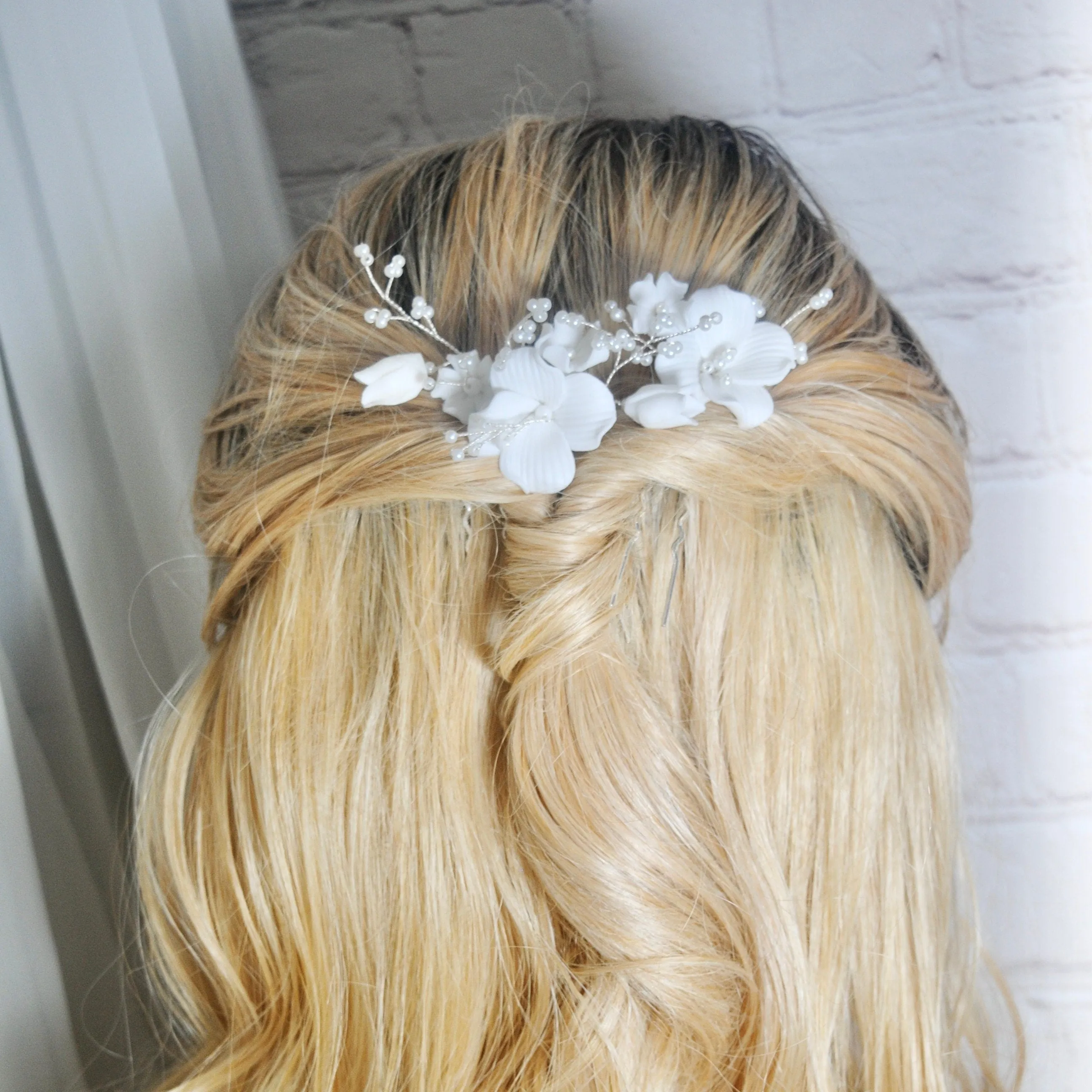 Ceramic Flower Hairpins 3pcs