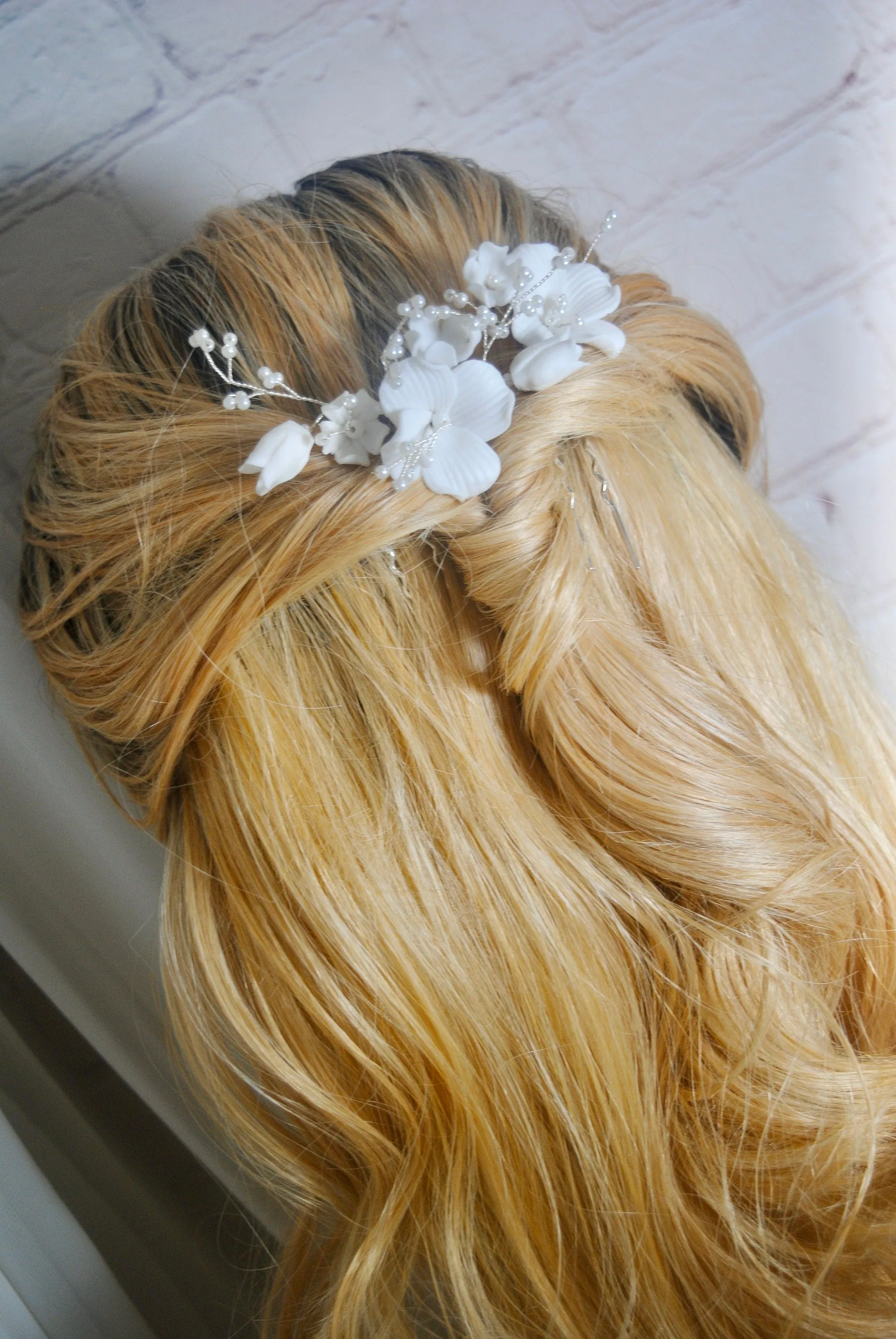 Ceramic Flower Hairpins 3pcs