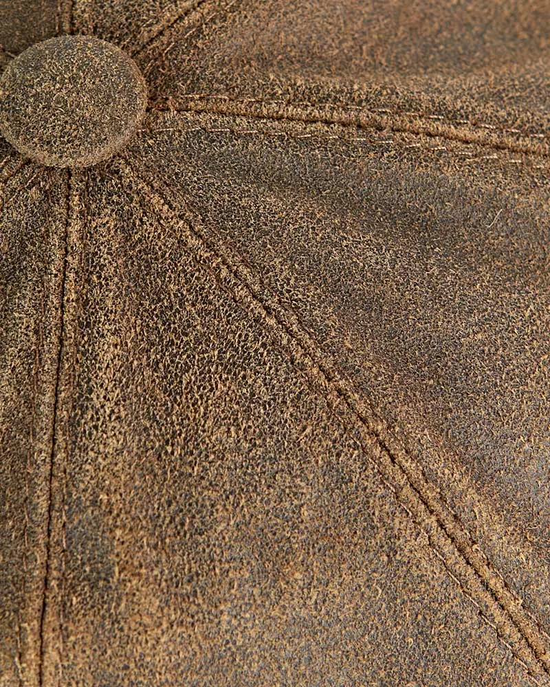 Distressed Brown Leather Gatsby Cap