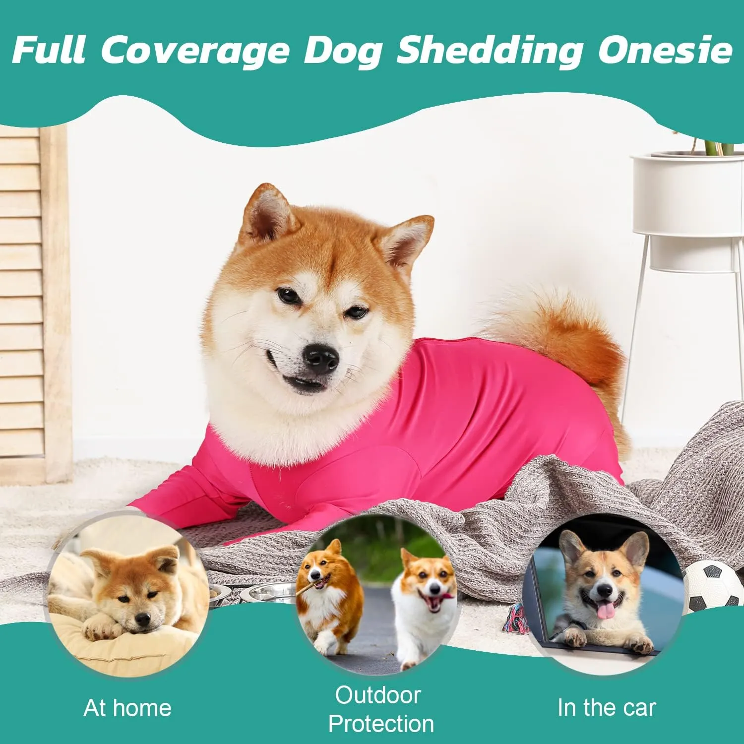 Etdane Dog Onesie for After Surgery Pet Surgical Recovery Suit Anti Shedding Bodysuit Long Sleeve Claming Pajamas with Legs for Female Male Dog (XXX-Large, Pink)