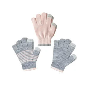 EvridWear Kids Winter Touchscreen Mittens - 3 Pairs, Warm Knit for Toddlers (Boys & Girls)