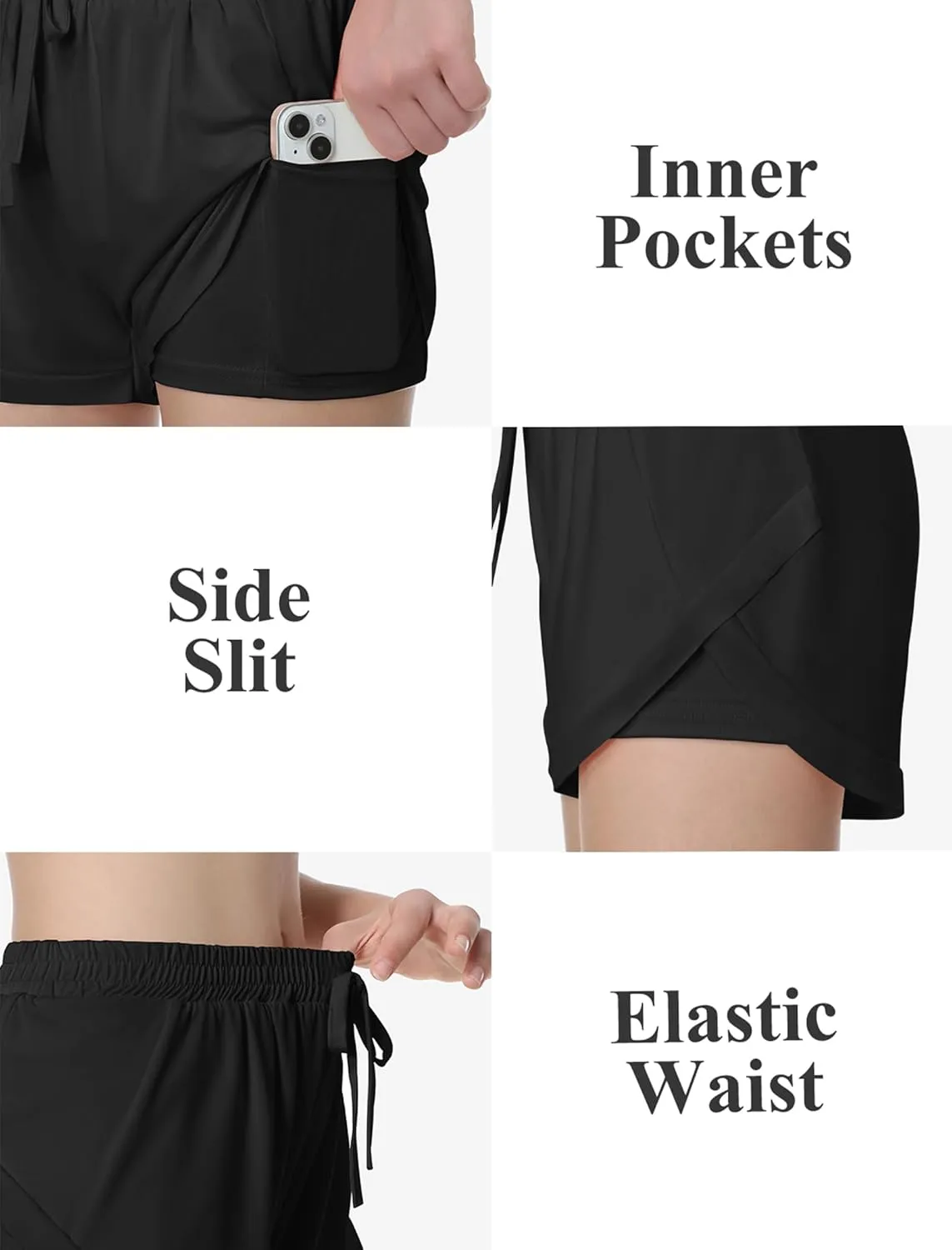 EXARUS Girls Shorts Running Athletic 2 in 1 Workout Dolphin with Pockets Sports Cheer Track for Kids 6-14Y