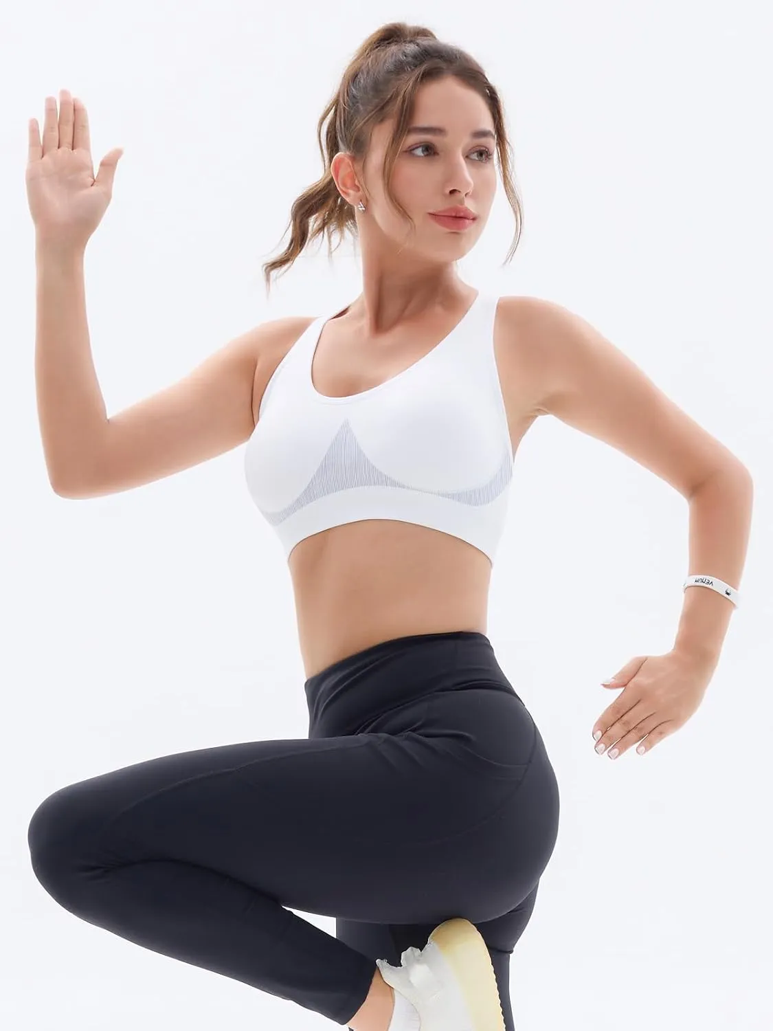 FITTIN Sports Bras for Women Padded: Adjustable Straps Cross Back Seamless Bras Pack for Workout Yoga Jogger Bodybuilder