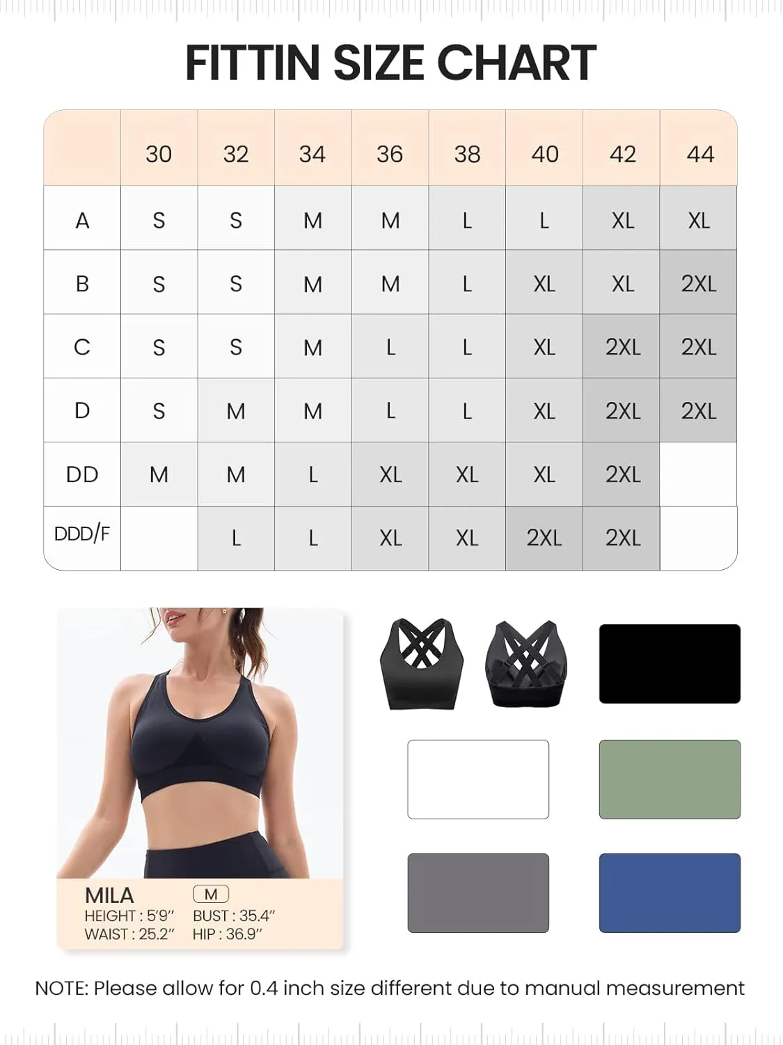 FITTIN Sports Bras for Women Padded: Adjustable Straps Cross Back Seamless Bras Pack for Workout Yoga Jogger Bodybuilder