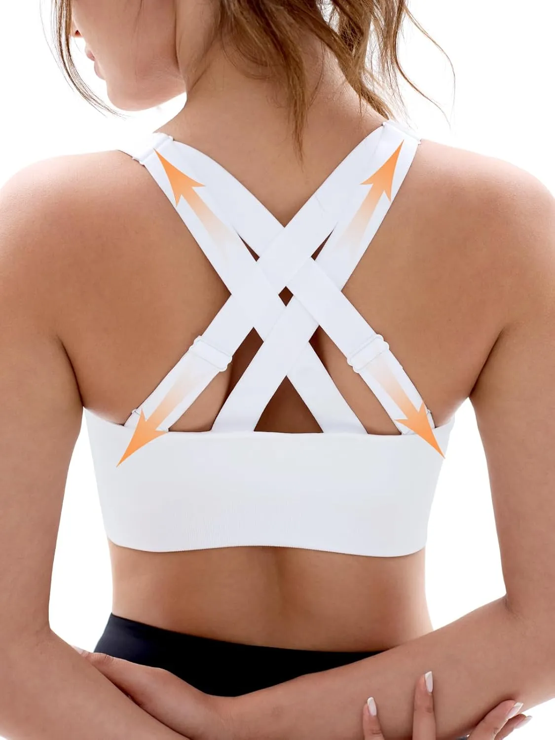 FITTIN Sports Bras for Women Padded: Adjustable Straps Cross Back Seamless Bras Pack for Workout Yoga Jogger Bodybuilder