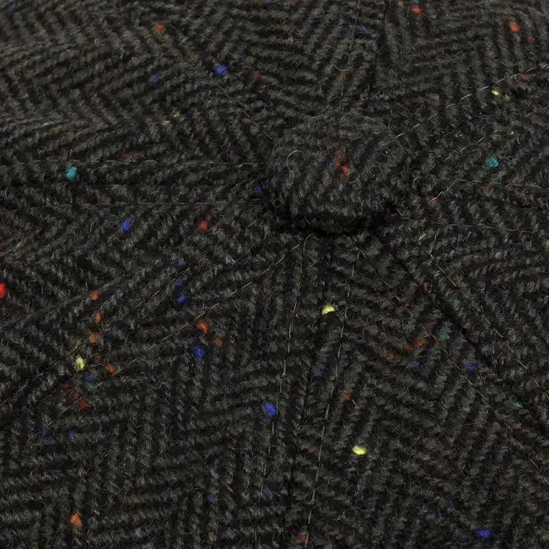 Flecked Herringbone Wool Newsboy Cap