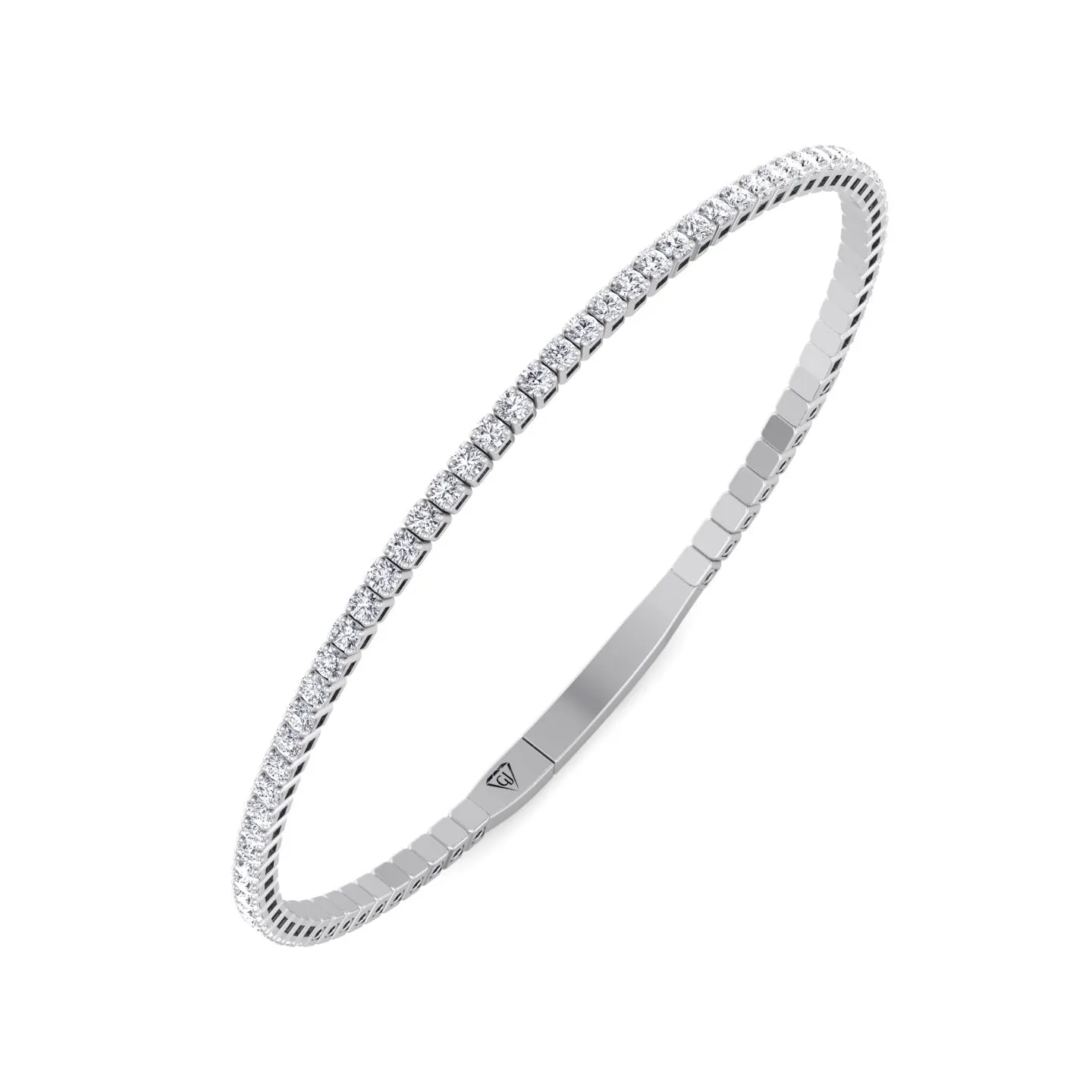 Flexible Natural Diamond Bangle in 14K Solid Gold