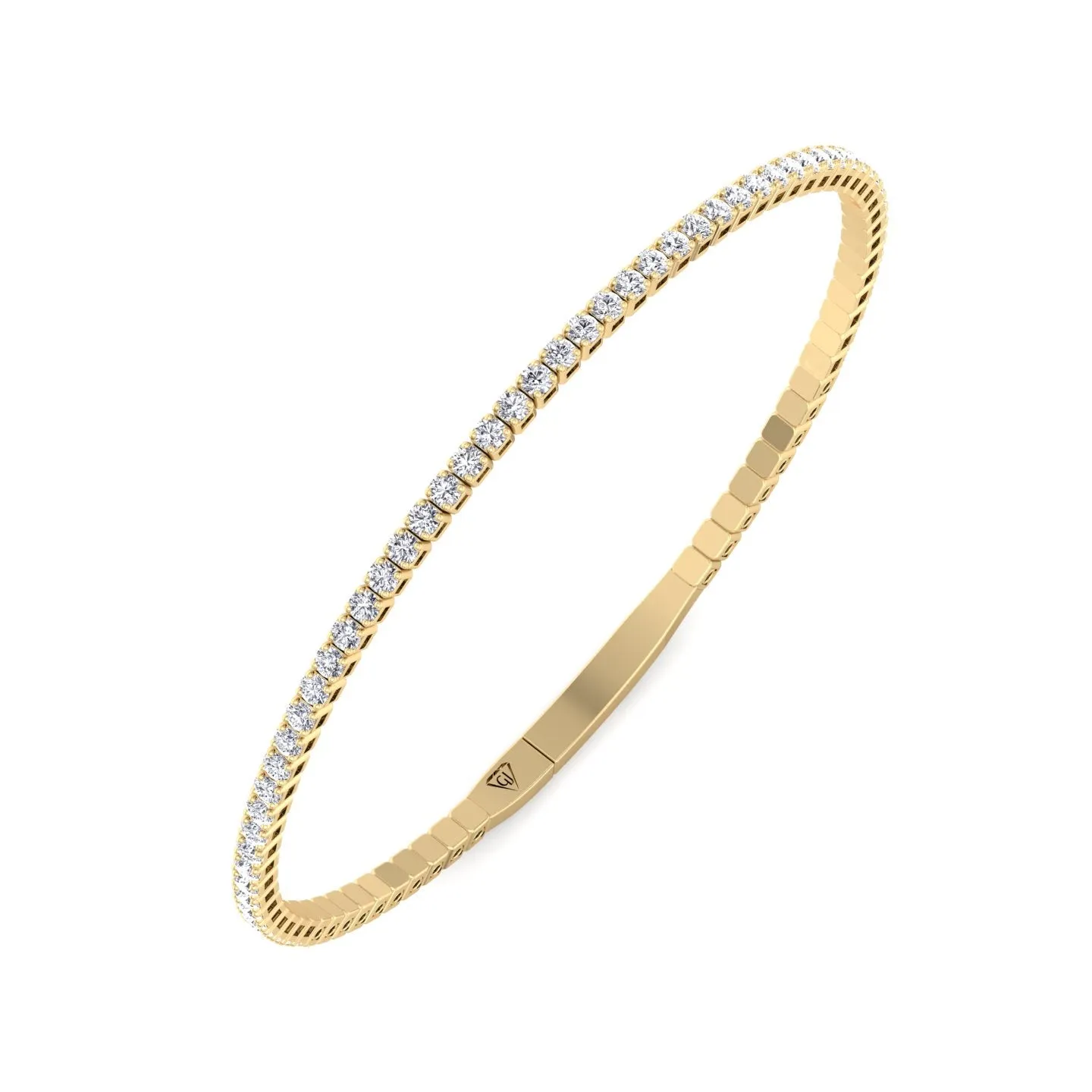 Flexible Natural Diamond Bangle in 14K Solid Gold