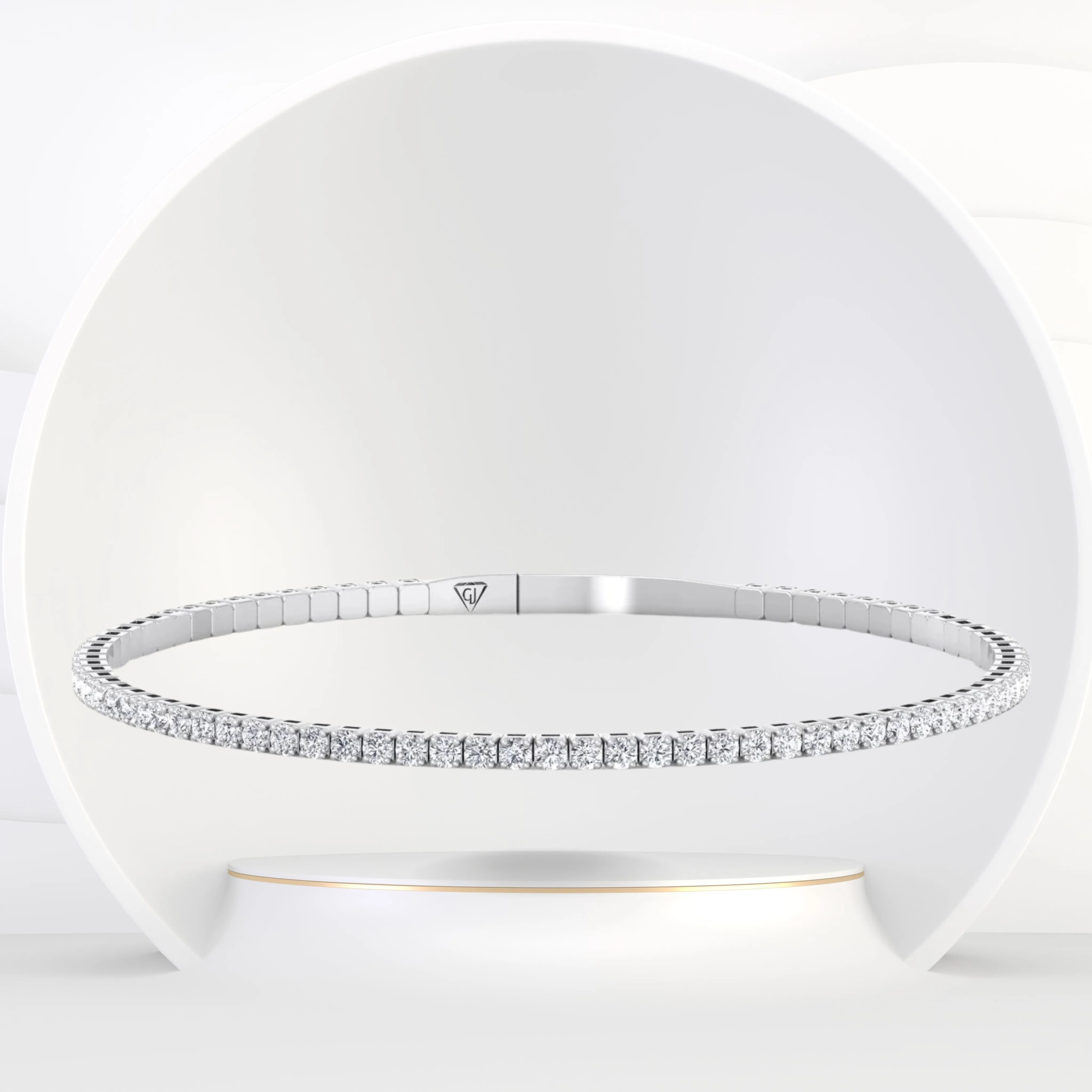 Flexible Natural Diamond Bangle in 14K Solid Gold