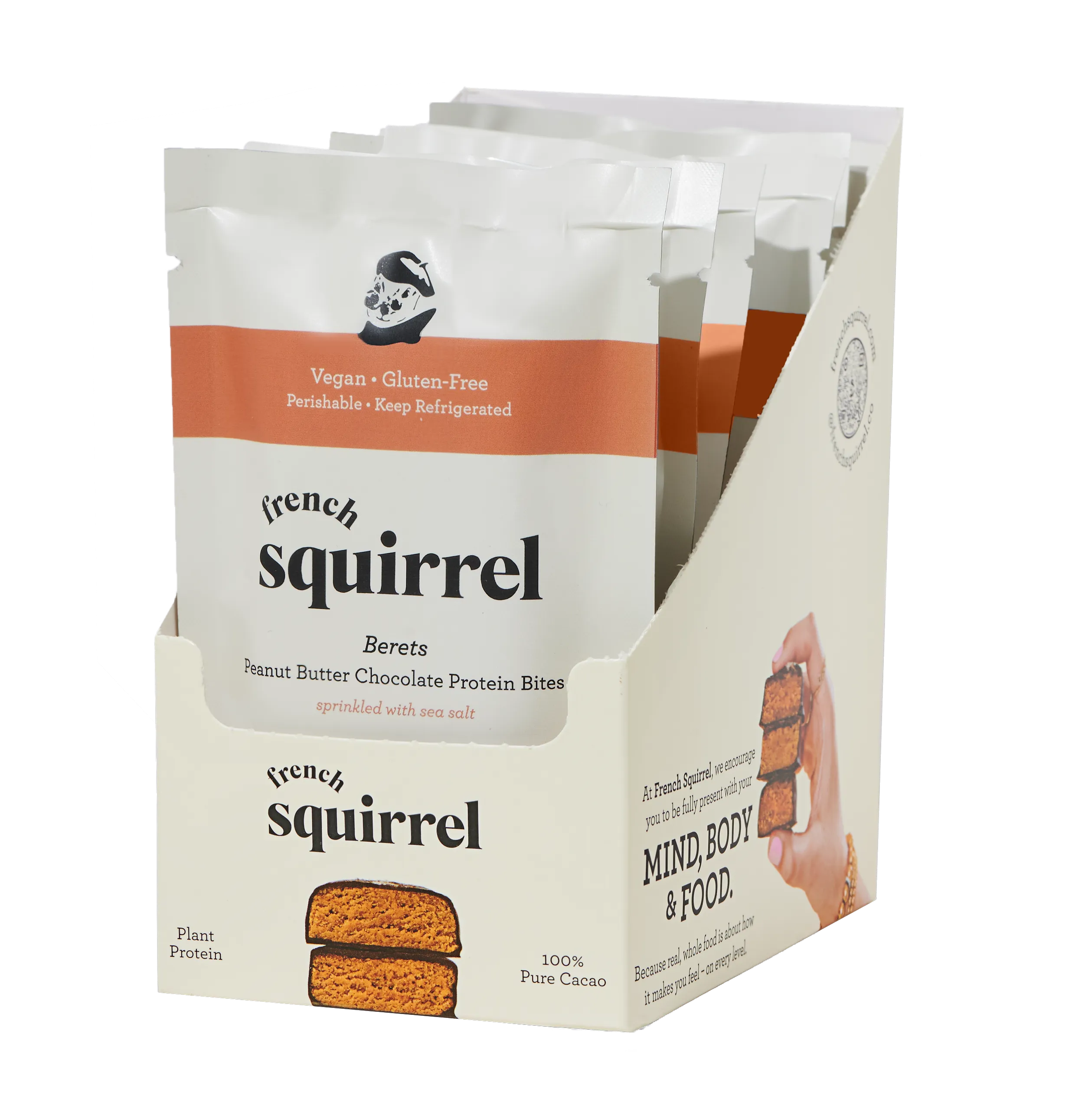 French Squirrel Peanut Butter Chocolate Berets Pouch (2-Pack) - 6 Pouches x 2-Pack case
