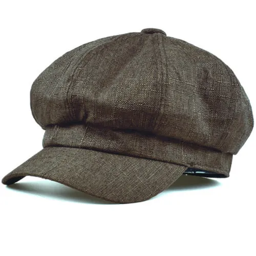 Genova Plain Linen Newsboy Cap