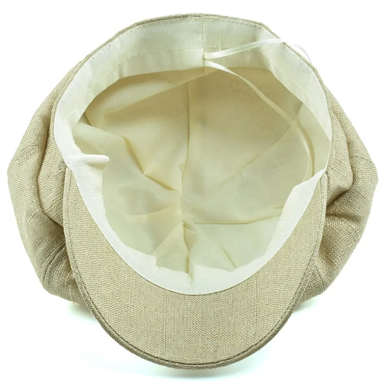 Genova Plain Linen Newsboy Cap