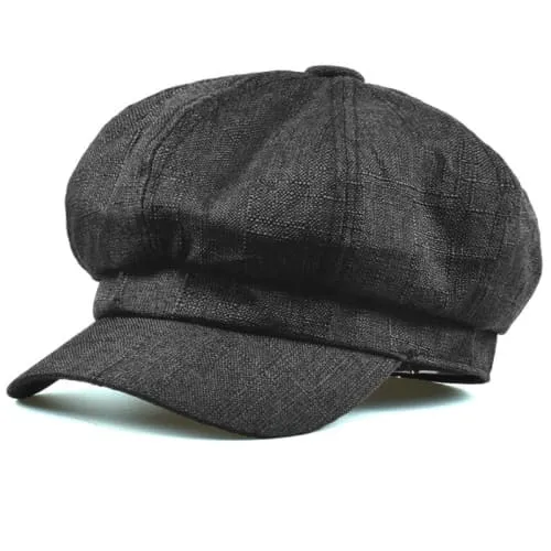 Genova Plain Linen Newsboy Cap